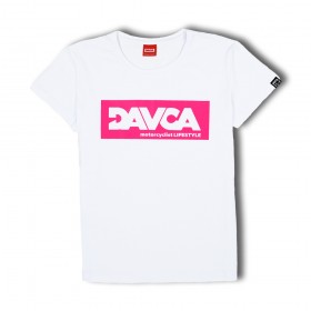 DAVCA T-shirt damski white pink logo