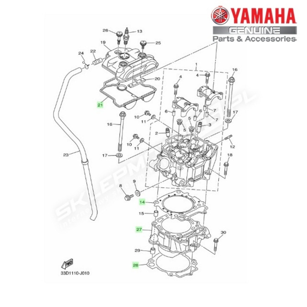 Zestaw cylinder + tłok Yamaha YZ450F 2010