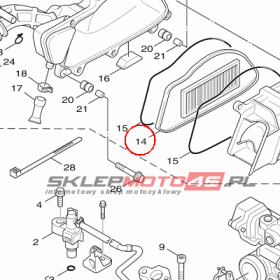 YAMAHA - filtr powietrza nr: 5TYE44511000