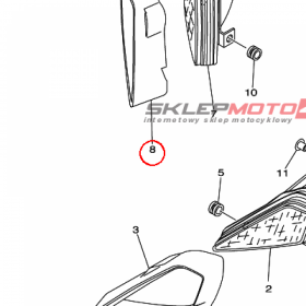 YAMAHA - RIM, HEADLIGHT COVER 2 nr: 5TG841660100