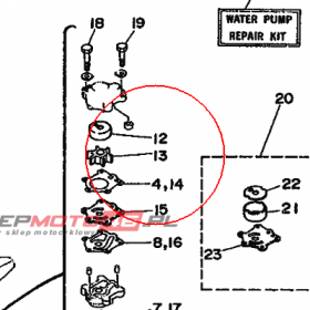 YAMAHA - wirnik pompy wod nr: 6H4443520000